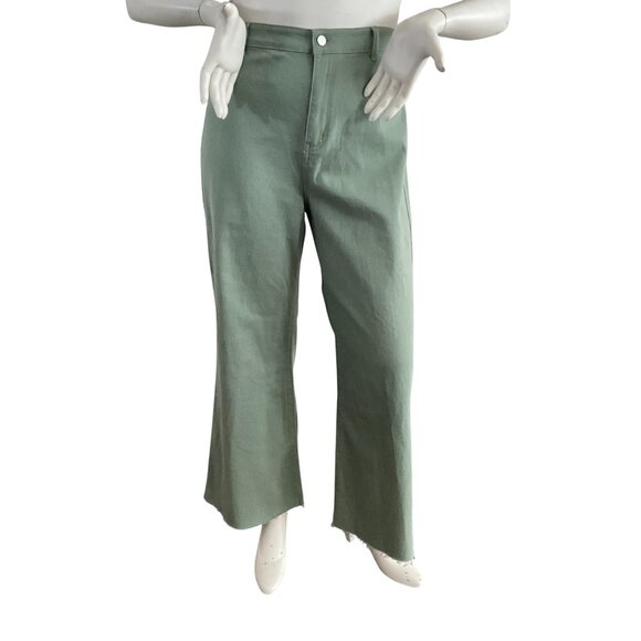 Flare Leg Anniewear Raw Hem Jeans Green 3XL - Picture 1 of 8